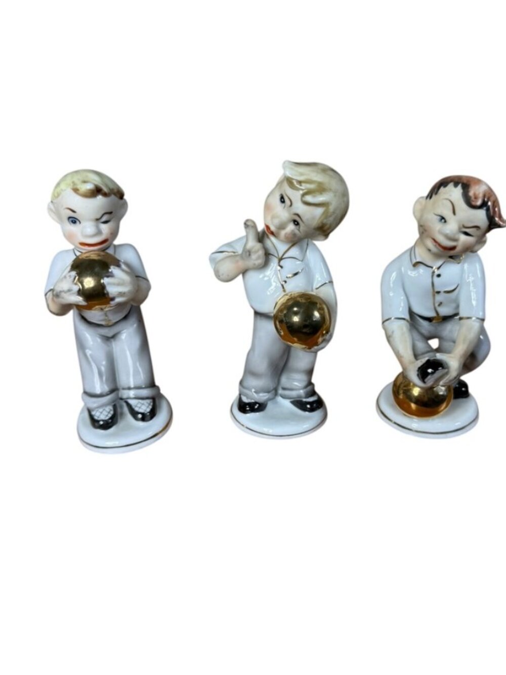 Set of 3 Lefton Bowler Figurines